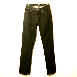 XOXO womens vintage jeans 6x32 dark gray 9" mid rise straight denim made in USA